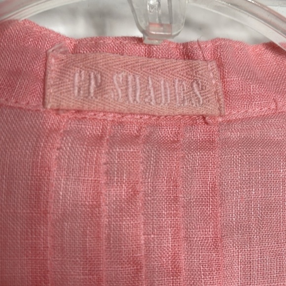 CP Shades Regina 3/4 Roll Tab Sleeves Guava Pink Linen Tunic Size XS - Picture 2 of 5
